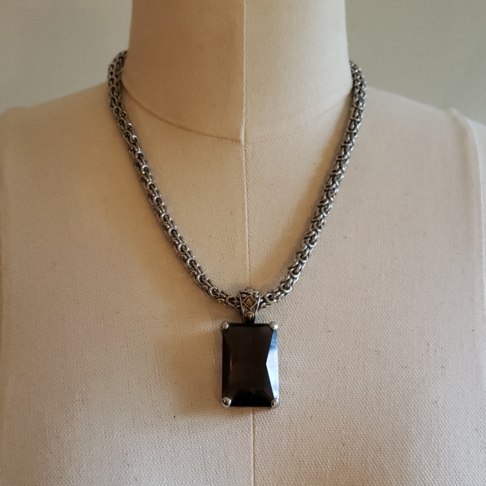 Vintage EXP Faux smokey quartz necklace w/earrings